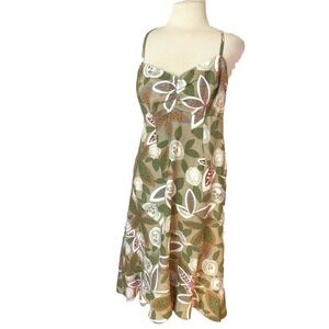 Putumayo Dress Sz 8 Cottage Core Multicolor Spaghetti Strap Green Coastal